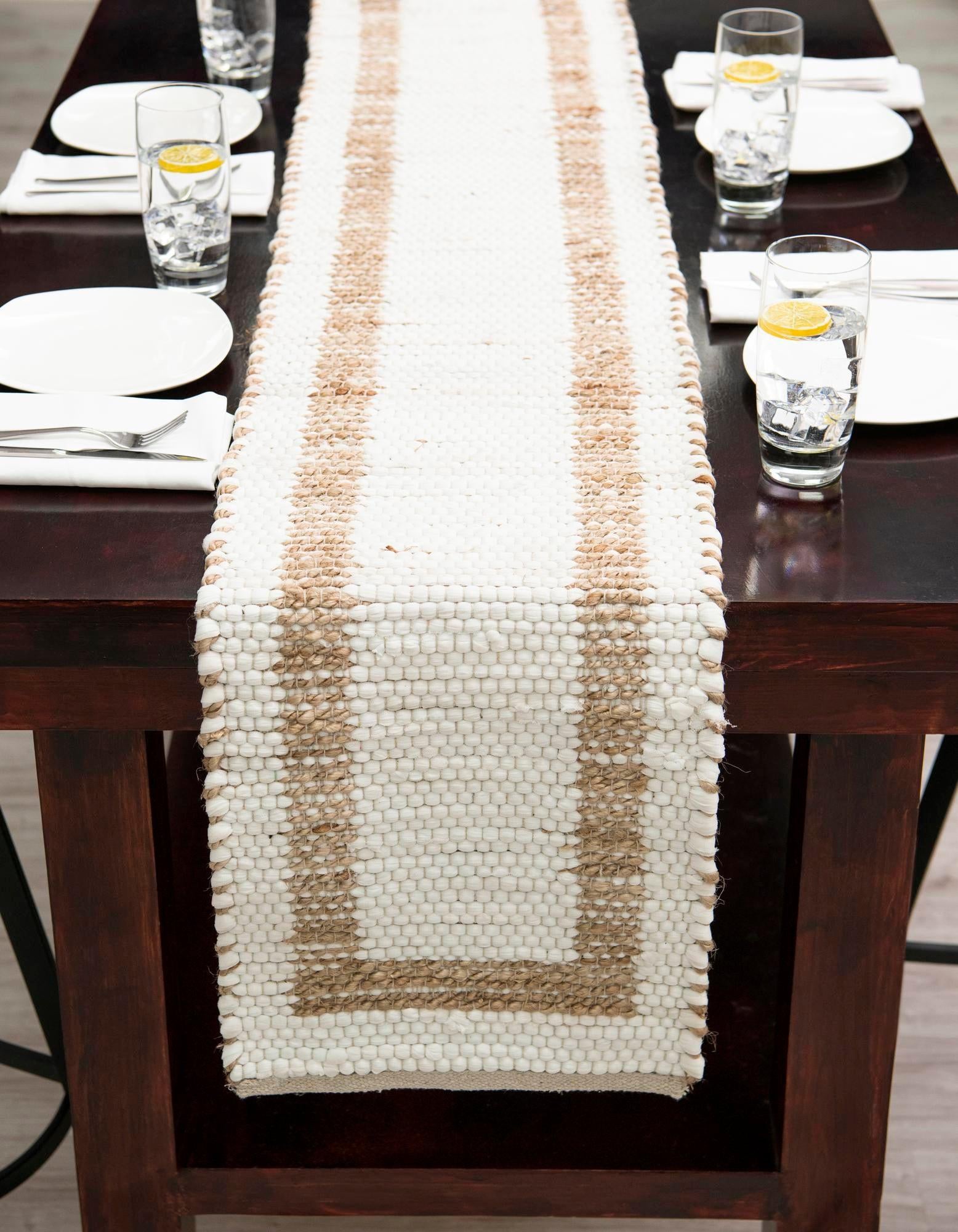 1' 2 x 4' 1 Hand Woven Chindi Jute Table Runner Rug