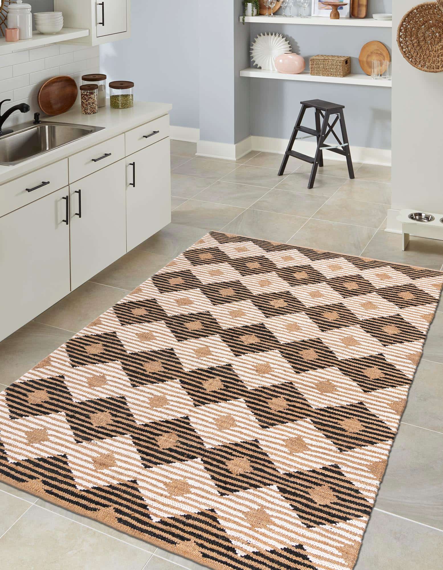 Custom Natural Black Hand Woven Chindi Jute Rug