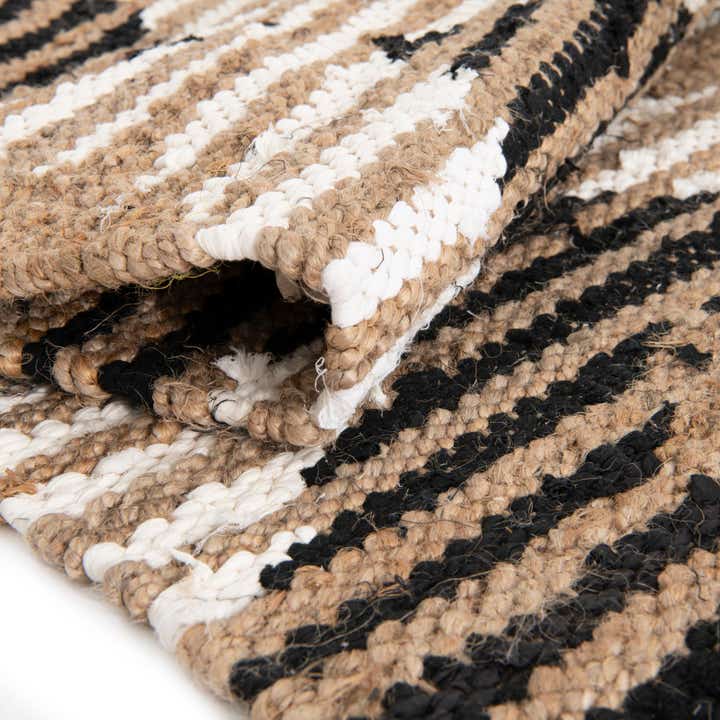 Custom Natural Black Hand Woven Chindi Jute Rug