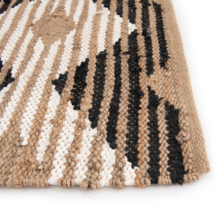 Detail image of Custom Natural Black Hand Woven Chindi Jute Rug