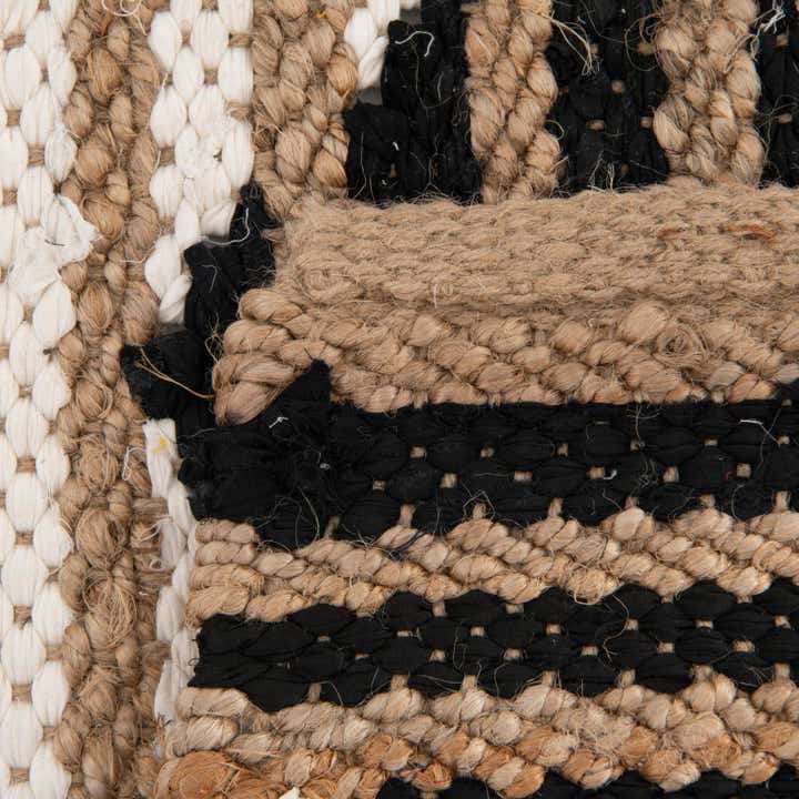 Custom Natural Black Hand Woven Chindi Jute Rug