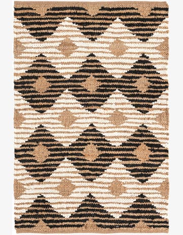 Natural Black Hand Woven Chindi Jute Rug