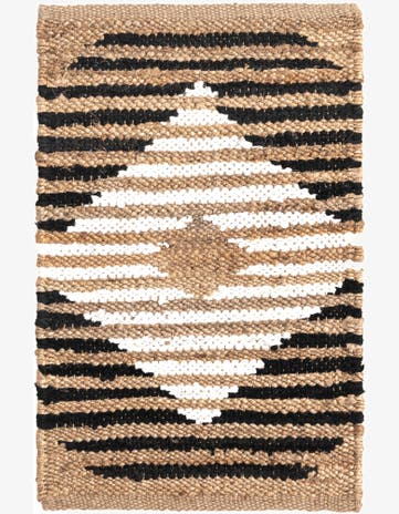 Natural Black Hand Woven Chindi Jute Rug