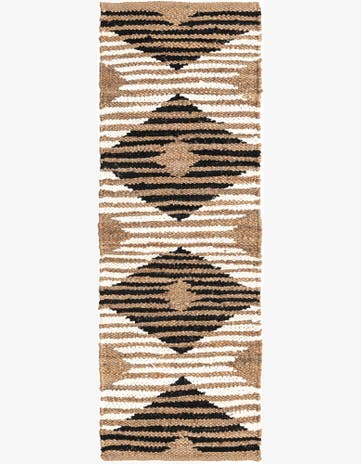 Natural Black Hand Woven Chindi Jute Runner Rug