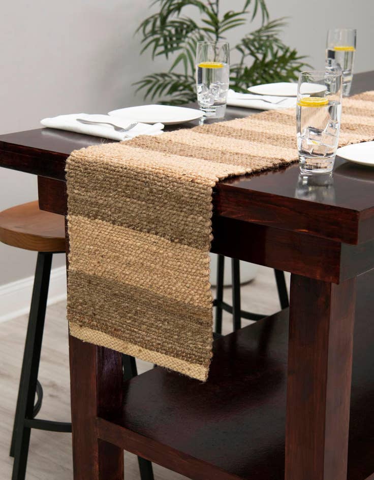 Detail image of 1' 2 x 6' 1  Hand Braided Jute Table Runner Rug