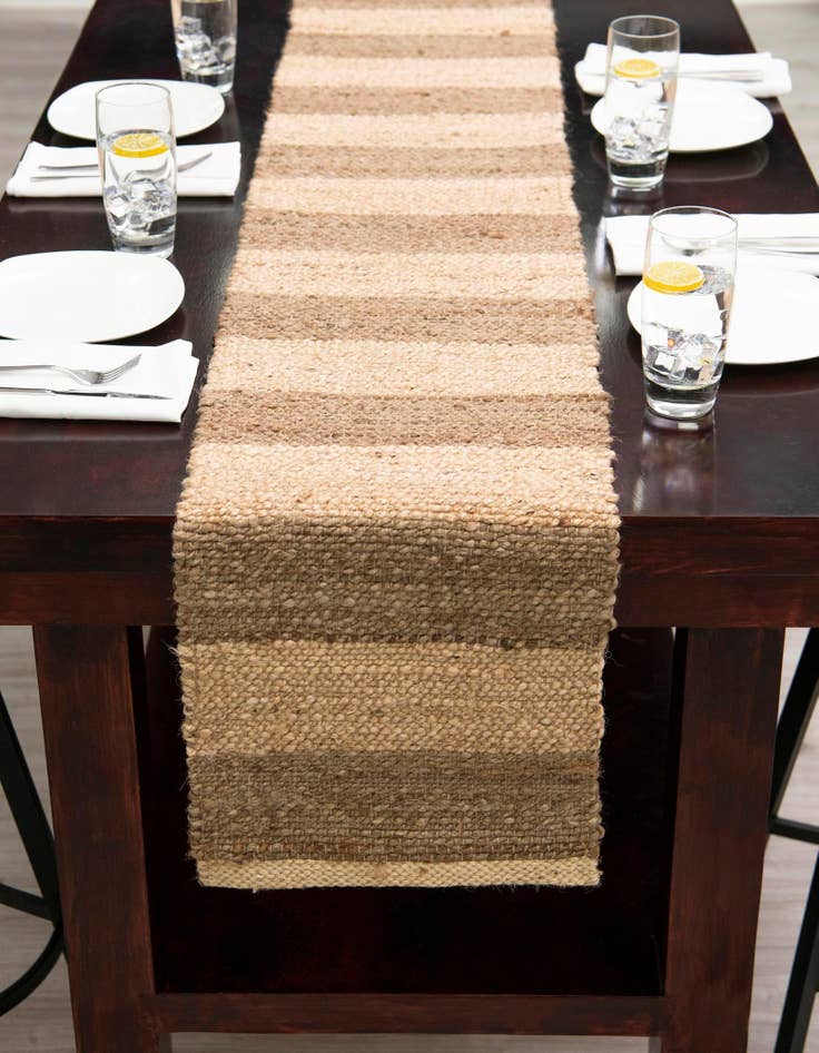 Detail image of 1' 2 x 8'  Hand Braided Jute Table Runner Rug