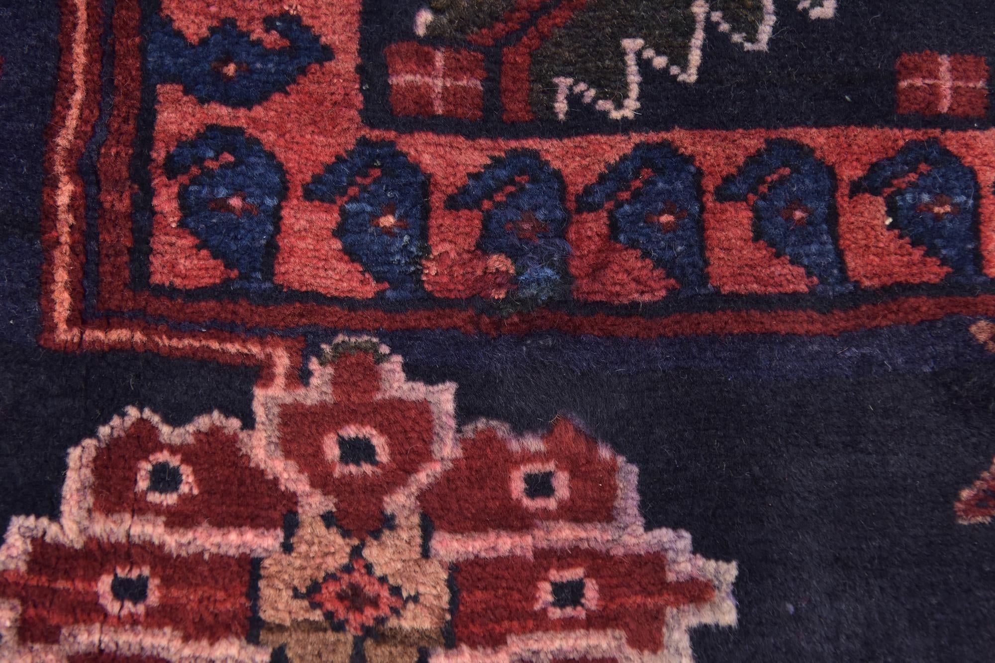 3' 8 x 9' 8 Hand Knotted Hamedan Persian Wool Runner Rug