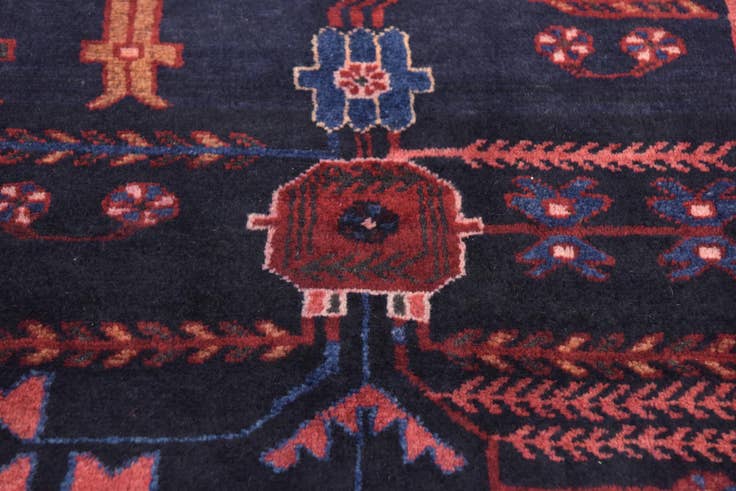 Detail image of 3' 8 x 9' 8 Hand Knotted Hamedan Persian Wool Runner Rug