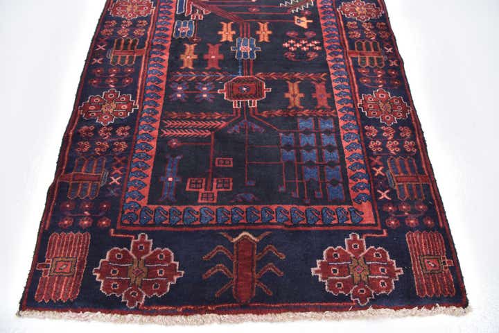 3' 8 x 9' 8 Hand Knotted Hamedan Persian Wool Runner Rug