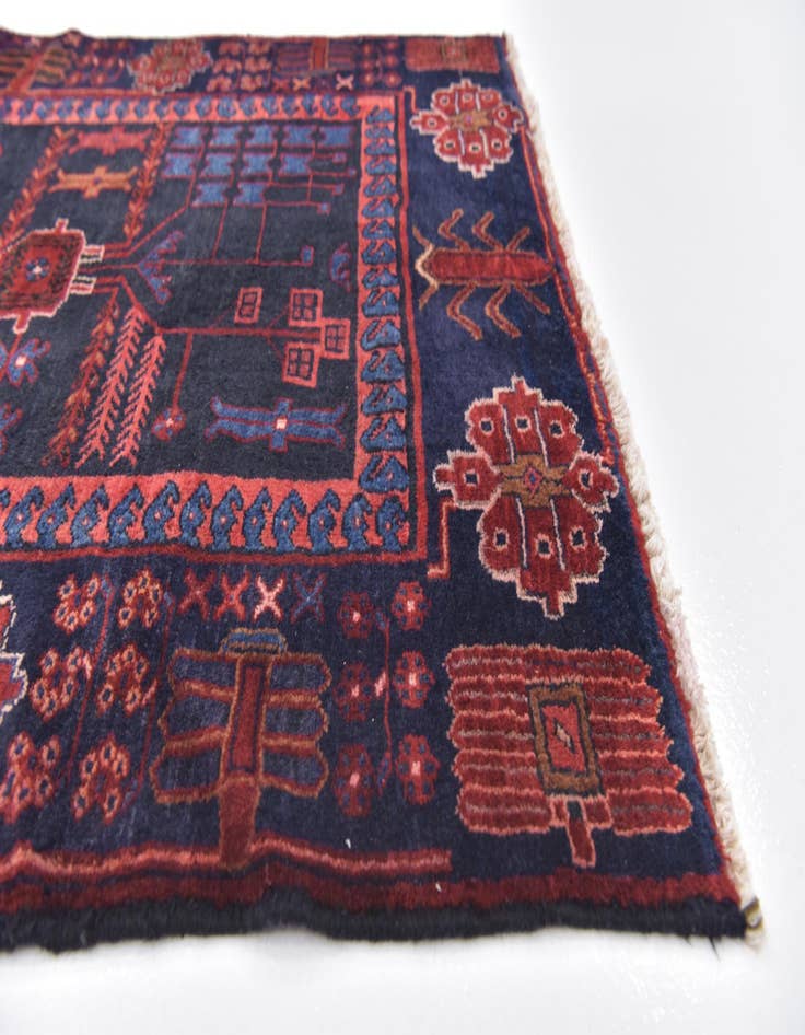 Detail image of 3' 8 x 9' 8  Hand Knotted Hamedan Persian Wool Runner Rug