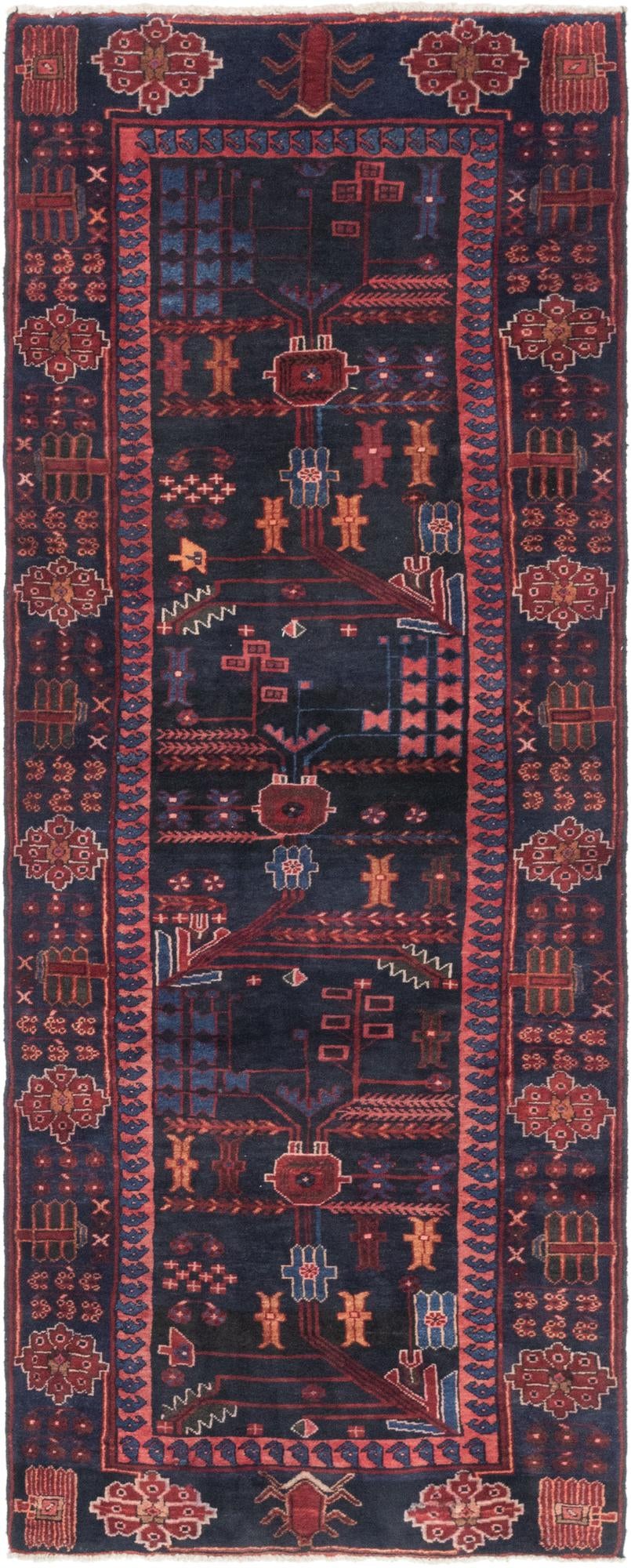 3' 8 x 9' 8 Hand Knotted Hamedan Persian Wool Runner Rug