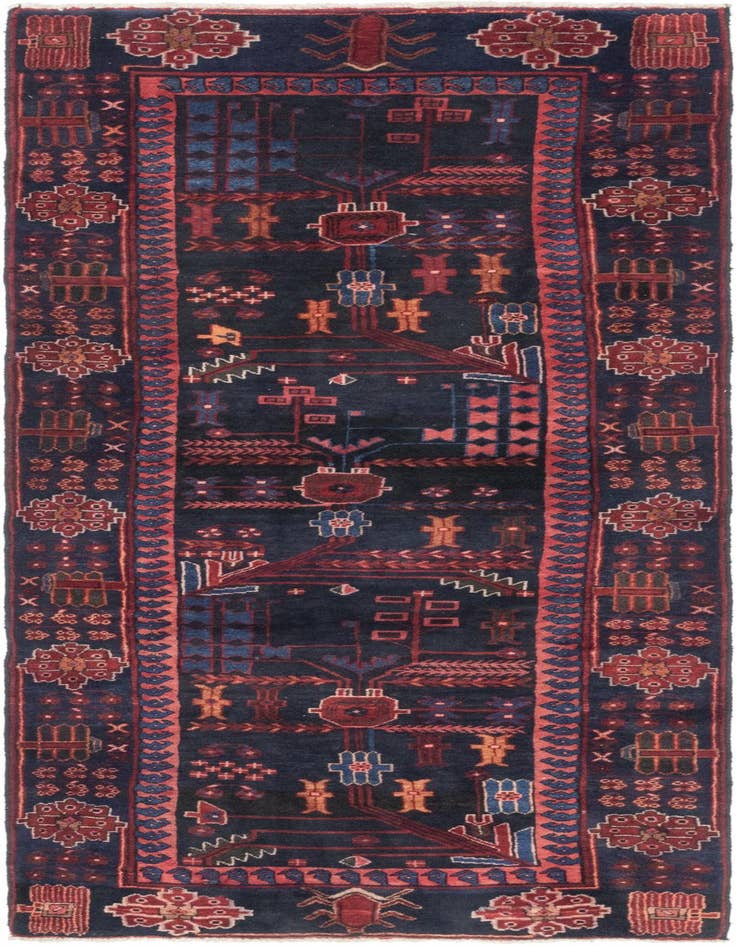 Detail image of 3' 8 x 9' 8 Hand Knotted Hamedan Persian Wool Runner Rug