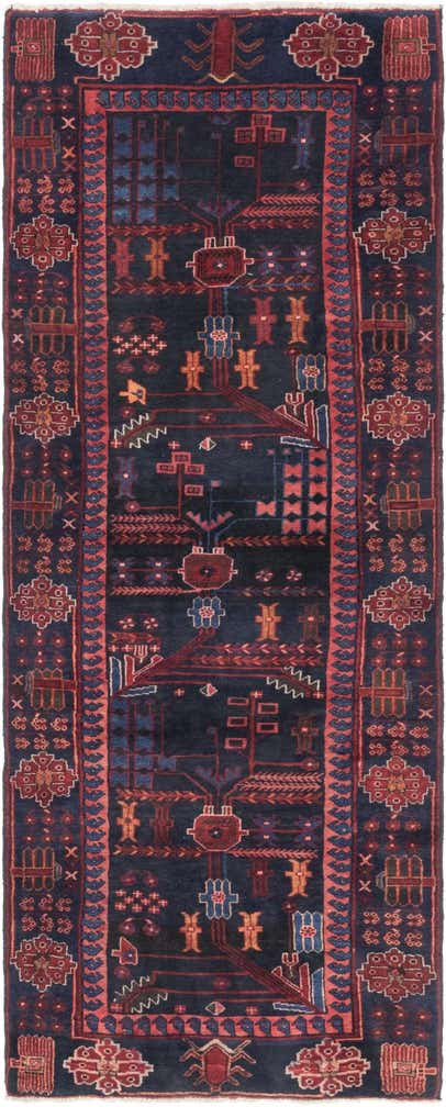 3' 8 x 9' 8 Hand Knotted Hamedan Persian Wool Runner Rug