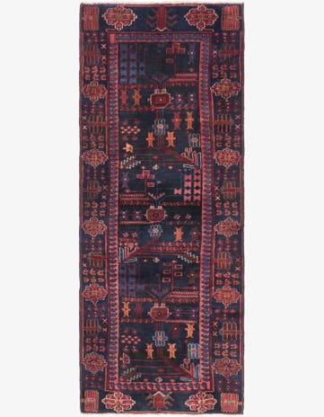3' 8 x 9' 8 Hand Knotted Hamedan Persian Wool Runner Rug