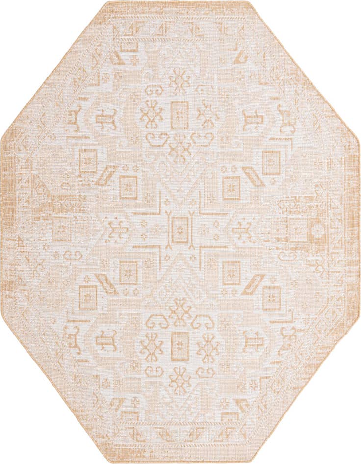 Detail image of 7' 10 x 7' 10 Easy-Clean Aztec Indoor / Outdoor Octagon Rug