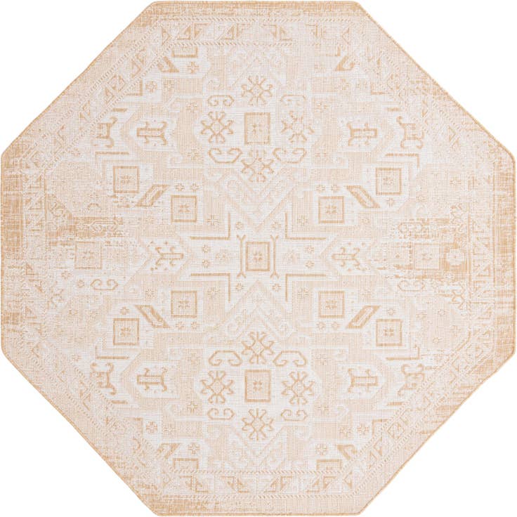 Detail image of 7' 10 x 7' 10 Easy-Clean Aztec Indoor / Outdoor Octagon Rug