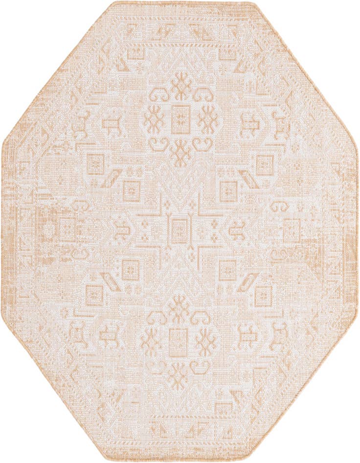 Detail image of 5' 3 x 5' 3 Easy-Clean Aztec Indoor / Outdoor Octagon Rug
