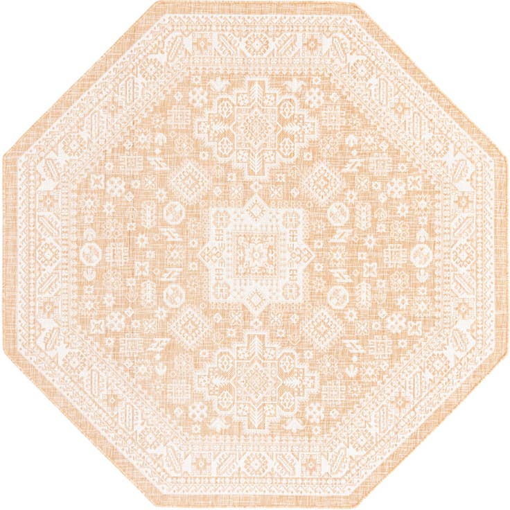 Detail image of 7' 10 x 7' 10 Easy-Clean Aztec Indoor / Outdoor Octagon Rug