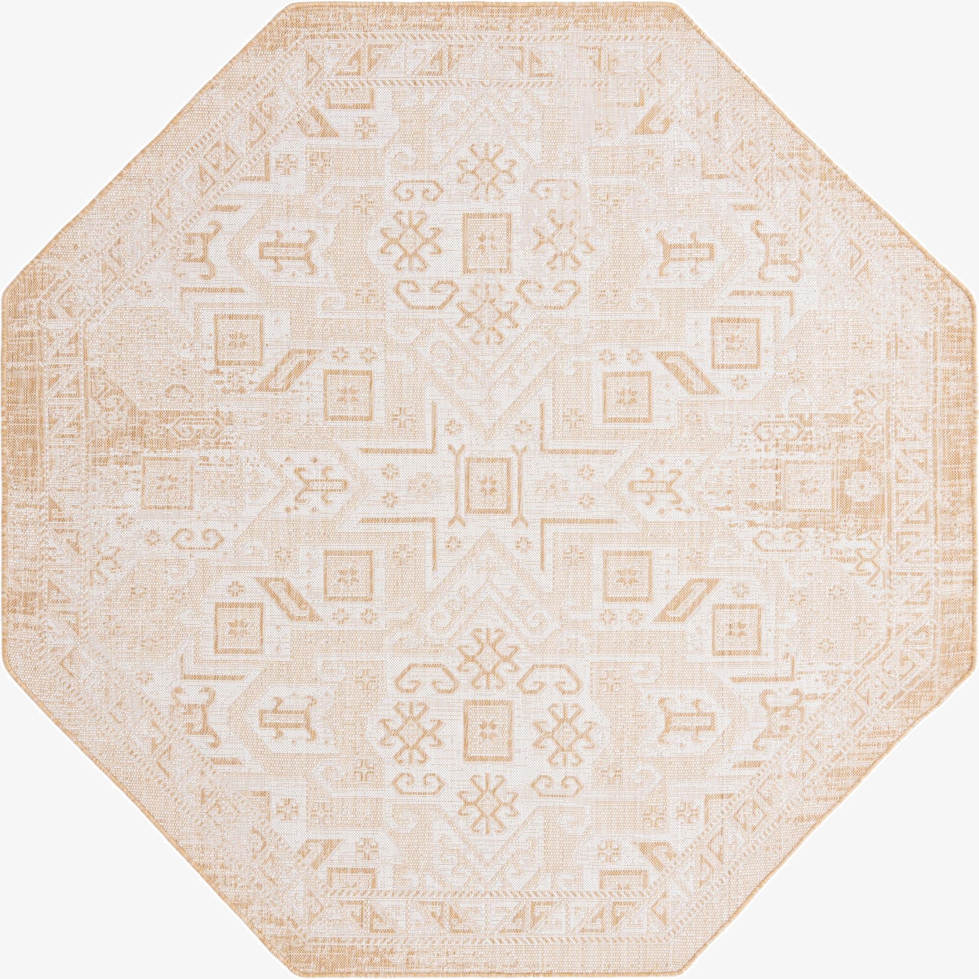 7' 10 x 7' 10  Washable Aztec Indoor / Outdoor Octagon Rug