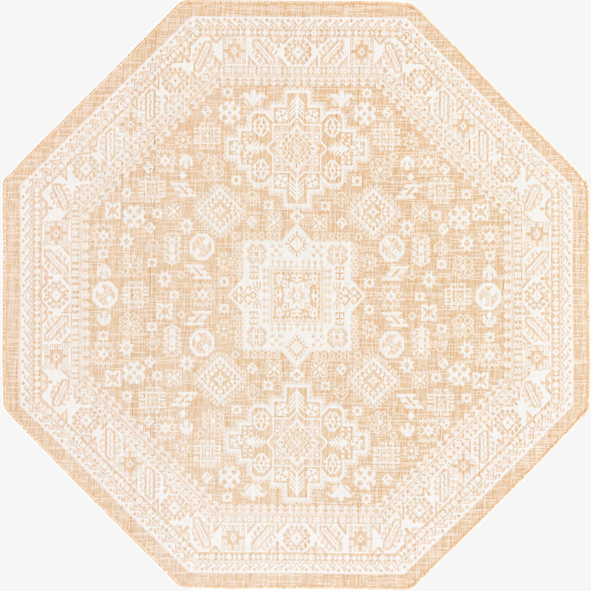 7' 10 x 7' 10  Washable Aztec Indoor / Outdoor Octagon Rug