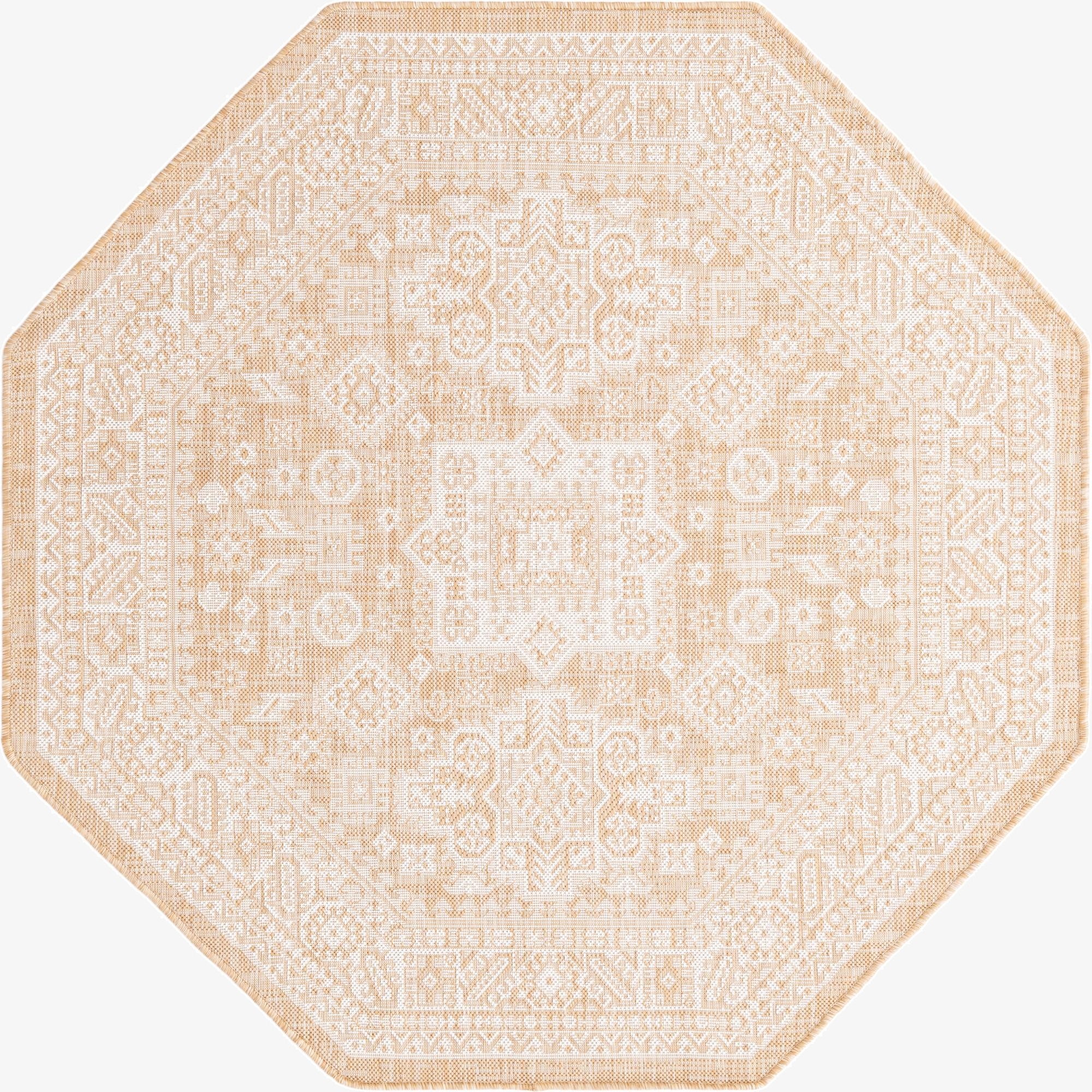5' 3 x 5' 3  Washable Aztec Indoor / Outdoor Octagon Rug