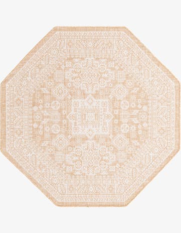 Natural Easy-Clean Aztec Indoor / Outdoor Octagon Rug