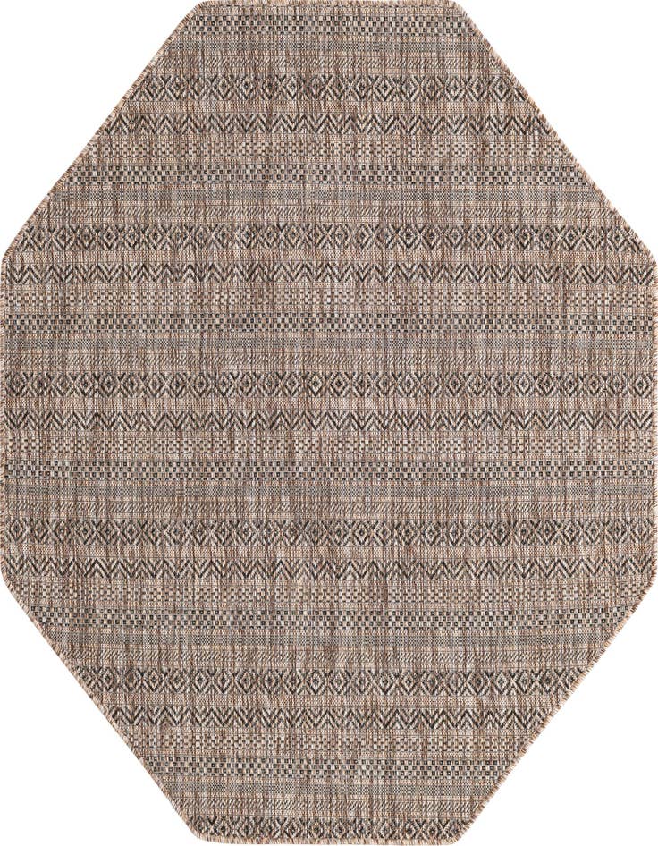 Detail image of 5' 3 x 5' 3 Easy-Clean Ribbon Indoor / Outdoor Octagon Rug