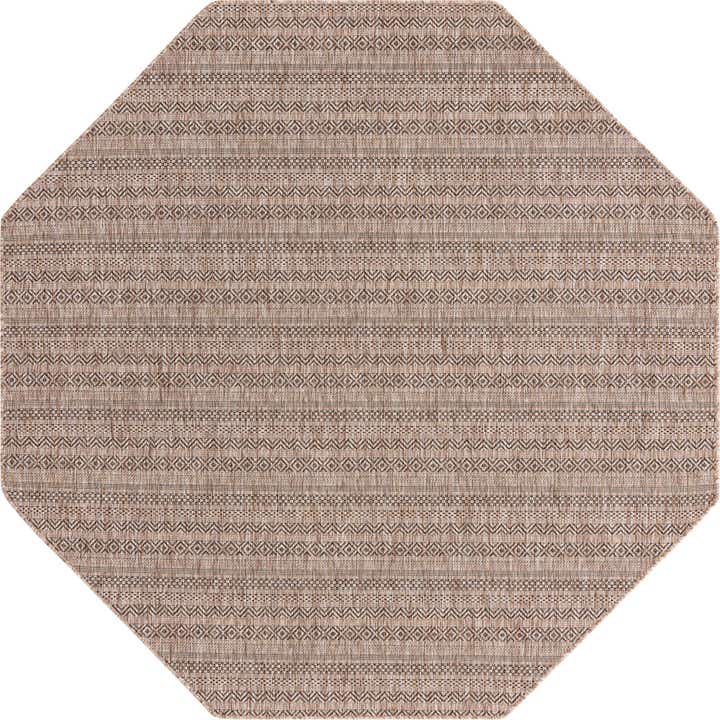 7' 10 x 7' 10 Easy-Clean Striped Indoor / Outdoor Octagon Rug
