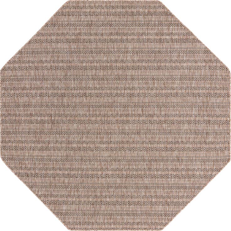 Detail image of 7' 10 x 7' 10 Easy-Clean Striped Indoor / Outdoor Octagon Rug