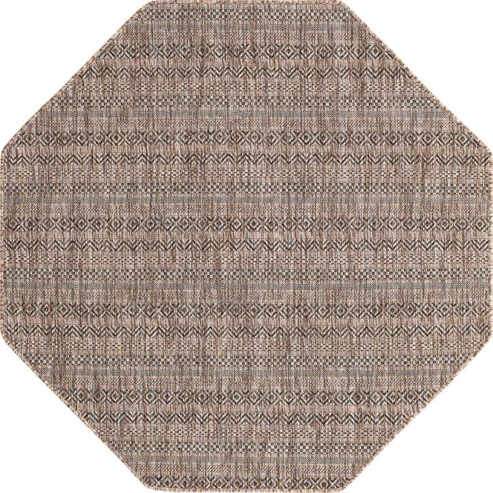5' 3 x 5' 3 Easy-Clean Striped Indoor / Outdoor Octagon Rug