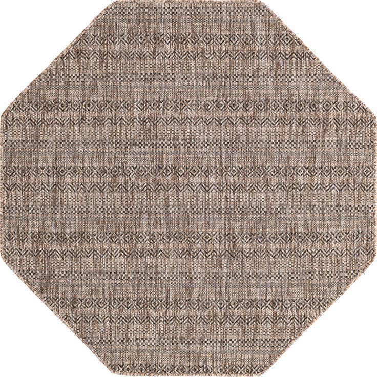 Detail image of 5' 3 x 5' 3 Easy-Clean Striped Indoor / Outdoor Octagon Rug