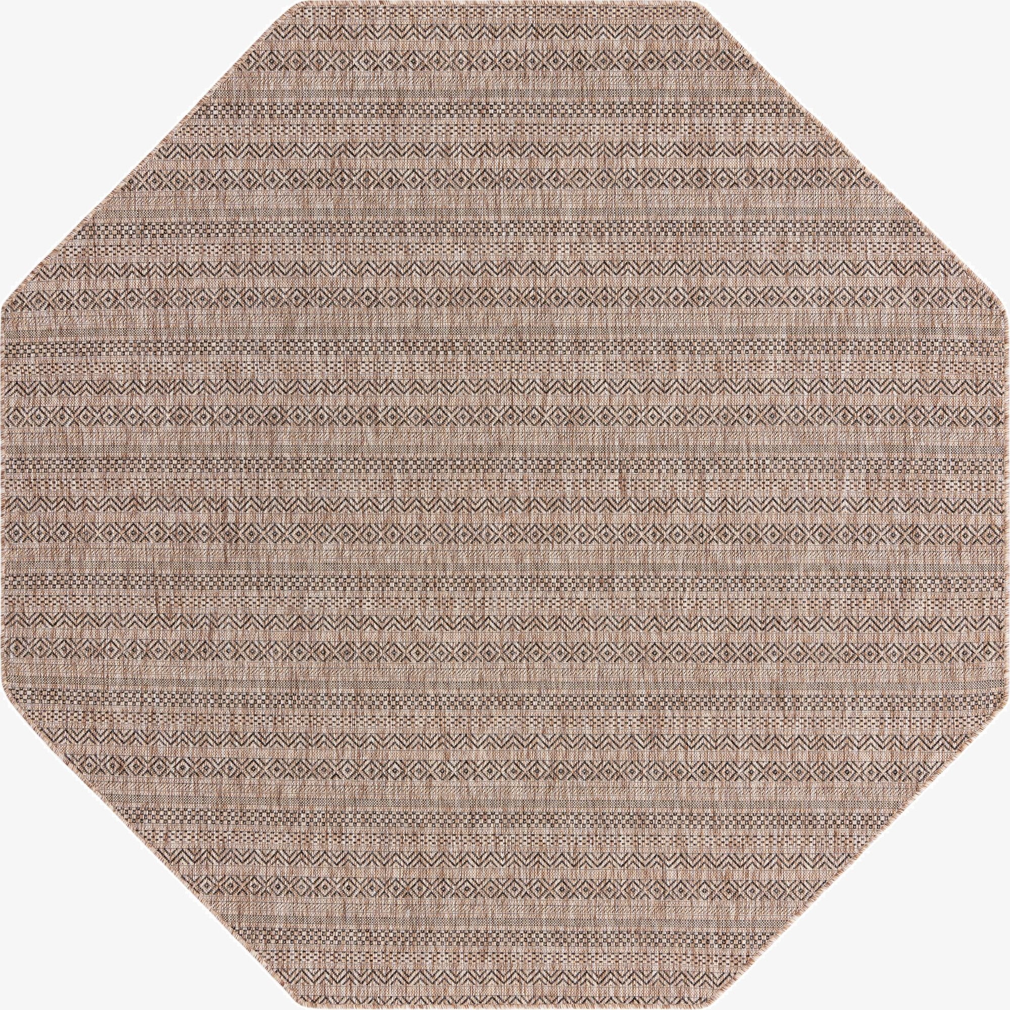 7' 10 x 7' 10  Washable Striped Indoor / Outdoor Octagon Rug