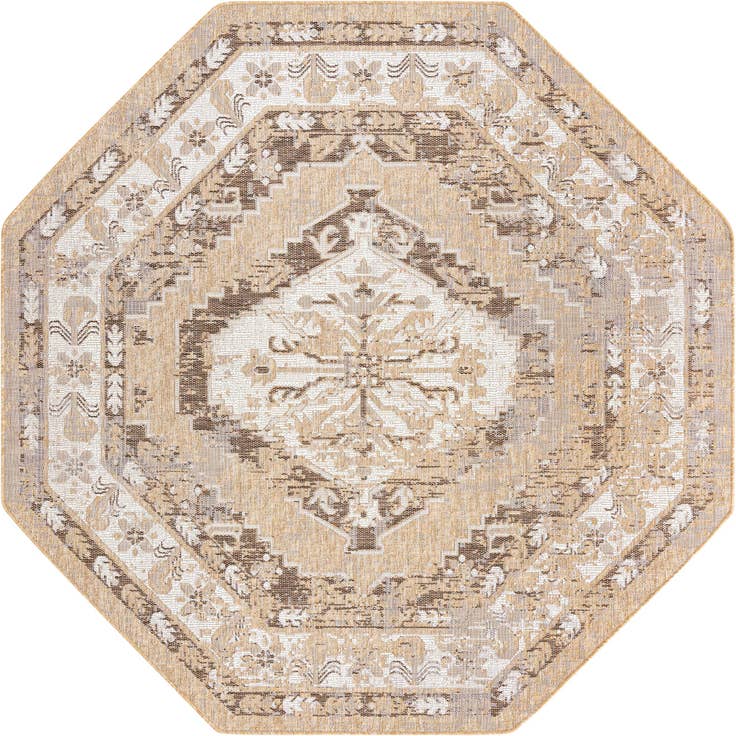 Detail image of 7' 10 x 7' 10 Easy-Clean Traditional Indoor / Outdoor Octagon Rug