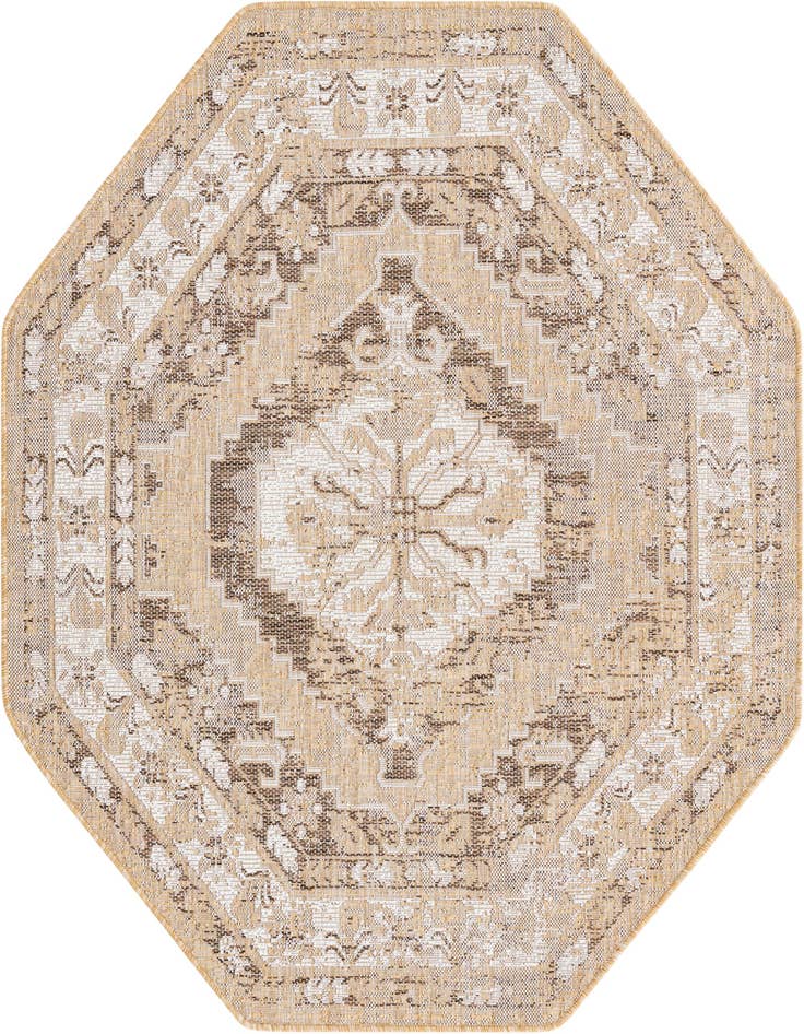 Detail image of 5' 3 x 5' 3 Easy-Clean Traditional Indoor / Outdoor Octagon Rug