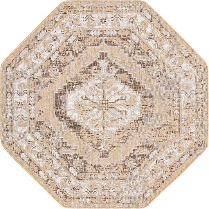 5' 3 x 5' 3 Easy-Clean Traditional Indoor / Outdoor Octagon Rug