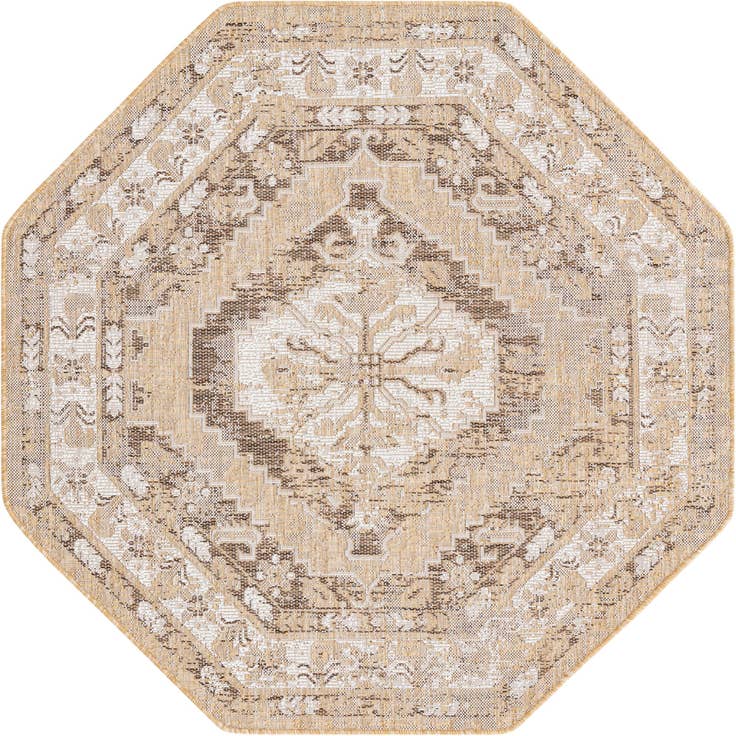 Detail image of 5' 3 x 5' 3 Easy-Clean Traditional Indoor / Outdoor Octagon Rug