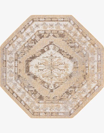 Natural Easy-Clean Traditional Indoor / Outdoor Octagon Rug