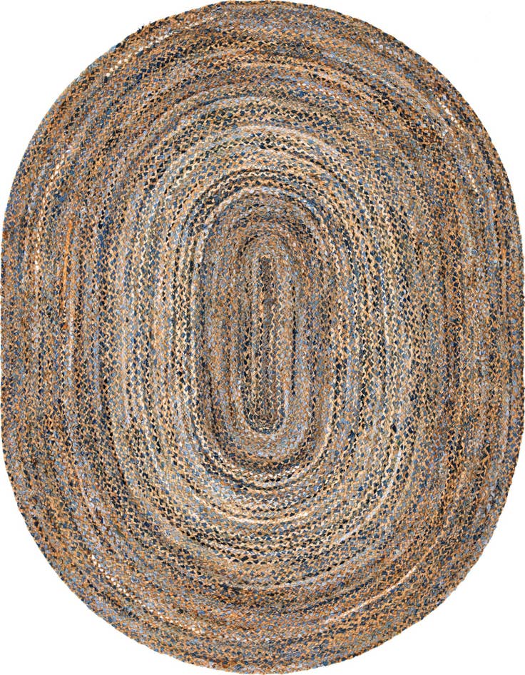 Detail image of 8' x 10'  Hand Braided Chindi Oval Rug