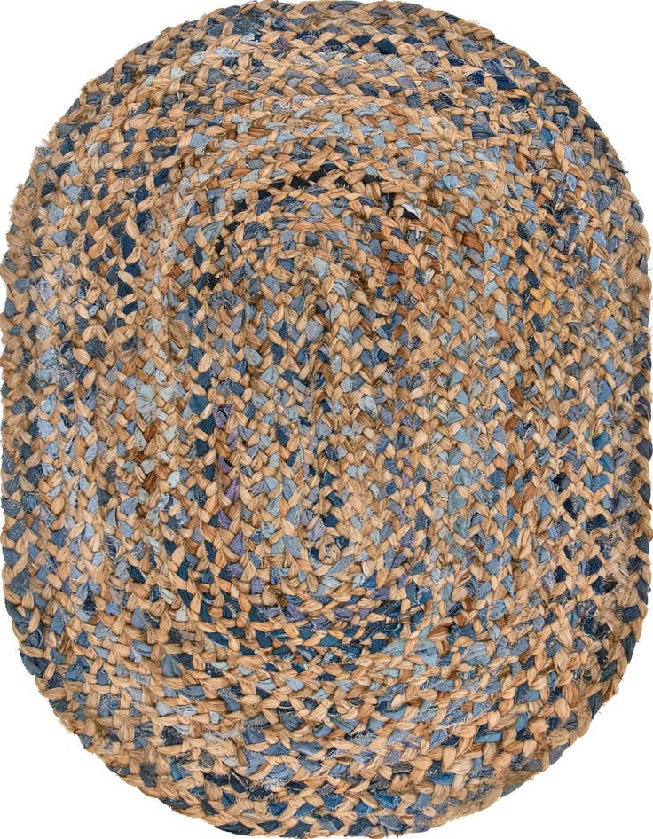 Detail image of 2' 2 x 3' 1 Handmade Braided Chindi Oval Rug