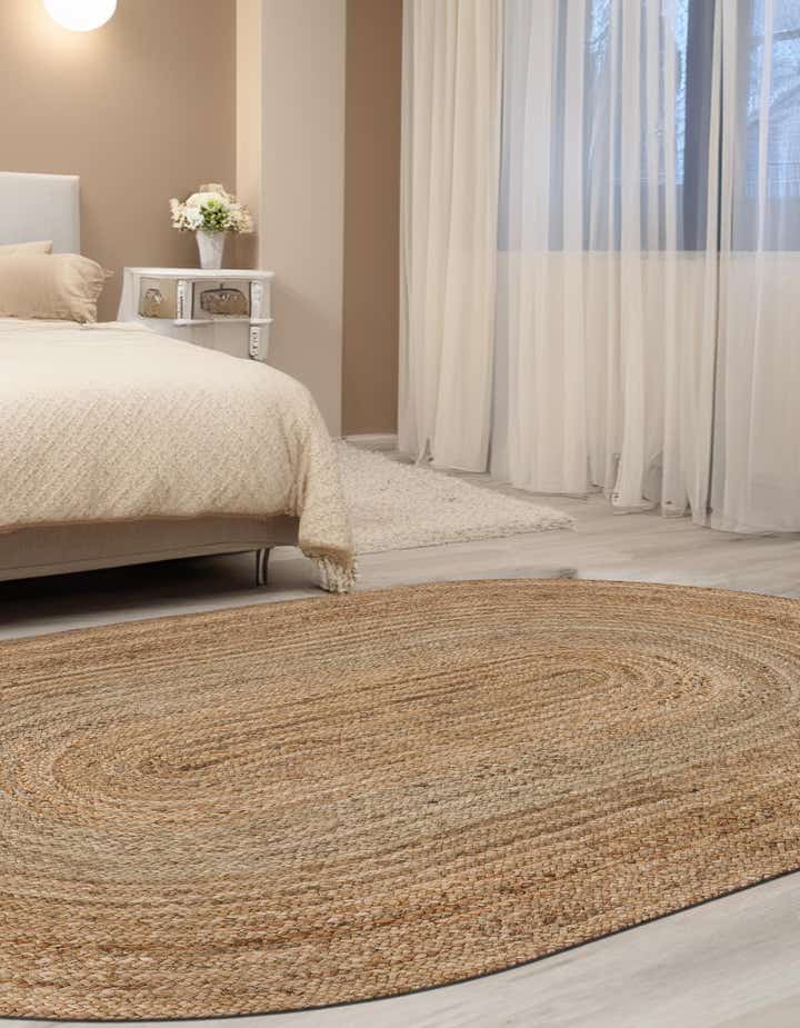 245cm x 305cm Håndlavet Braided Jute Oval Tæppe