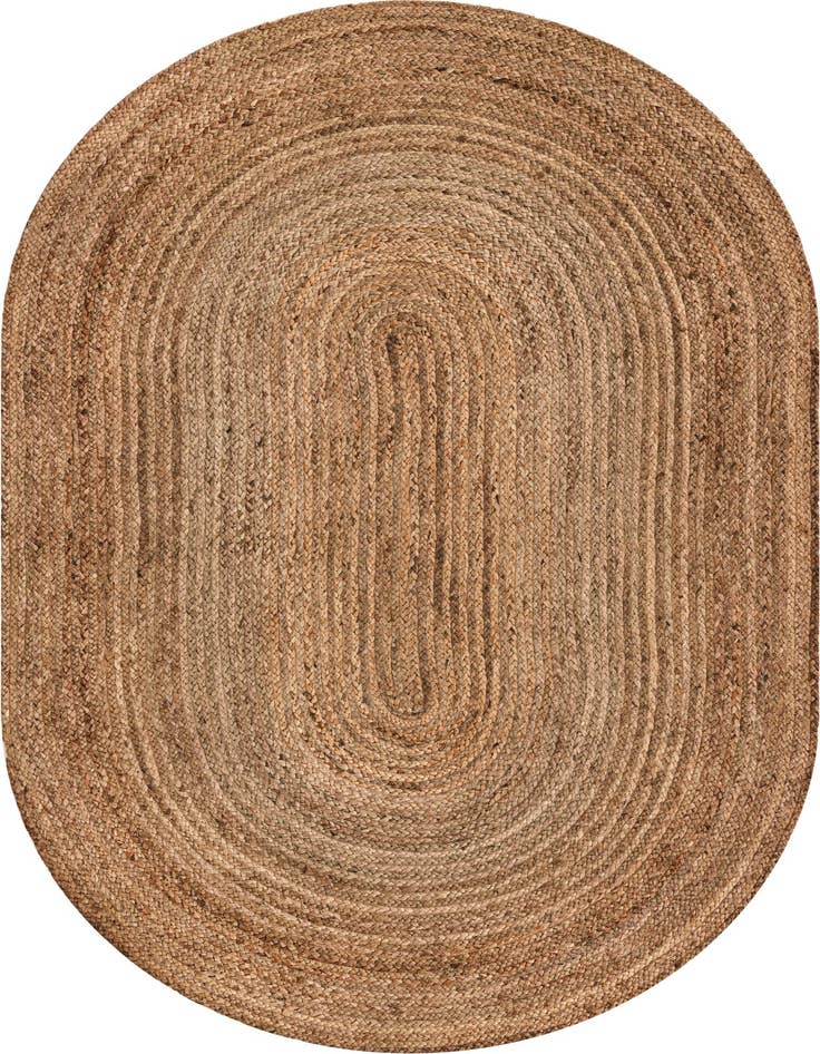 Detail image of 5' 1 x 8'  Hand Braided Jute Oval Rug