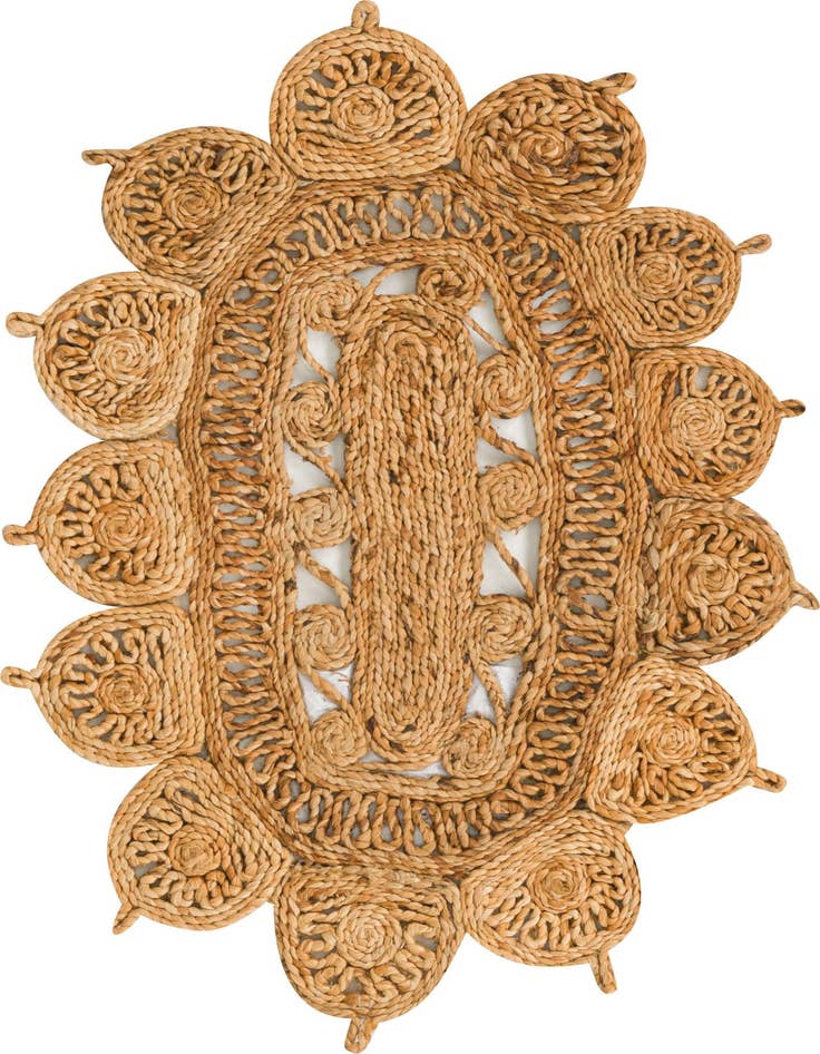 Detail image of 2' x 3' 1  Hand Braided Jute Oval Rug