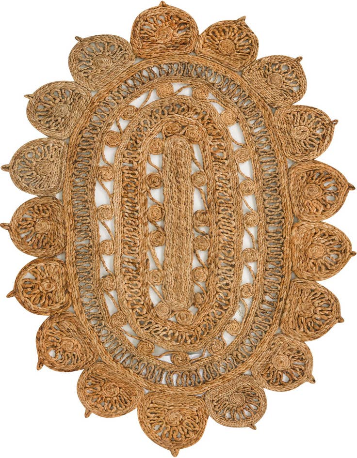 Detail image of 3' 1 x 5' 1  Hand Braided Jute Oval Rug