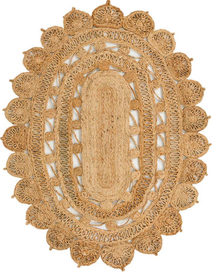 Detail image of 4' 1 x 6' 1  Hand Braided Jute Oval Rug