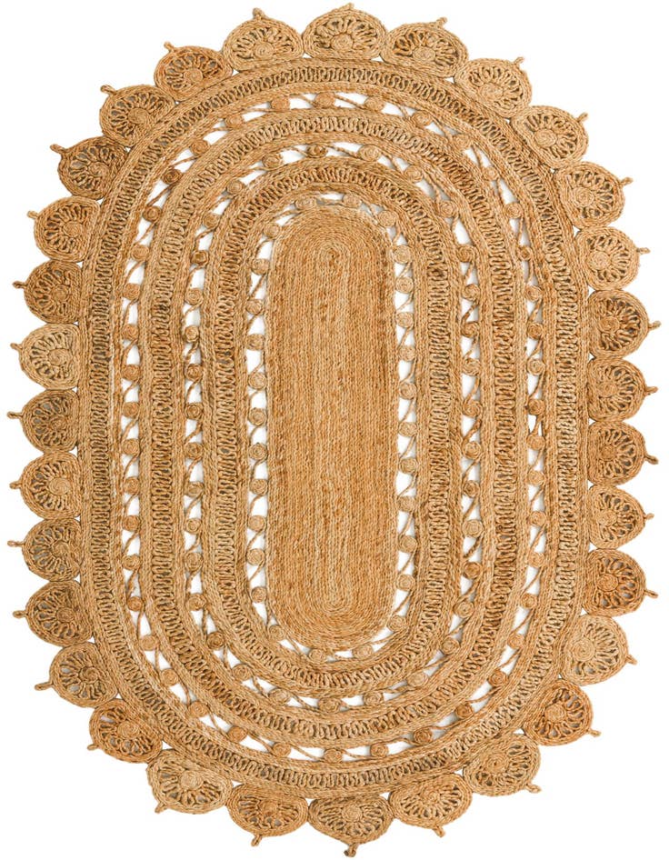 Detail image of 5' 1 x 8'  Hand Braided Jute Oval Rug