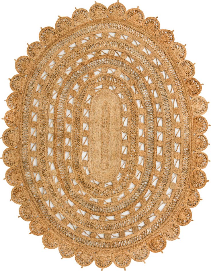 Detail image of 7' 10 x 10'  Hand Braided Jute Oval Rug