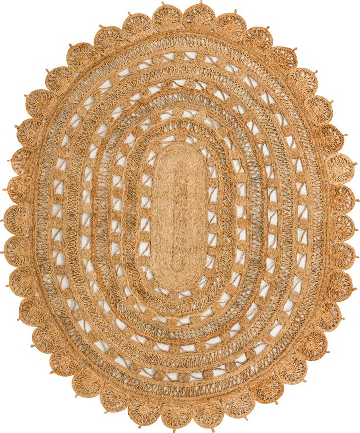 Detail image of 7' 10 x 10' Handmade Braided Jute Oval Rug