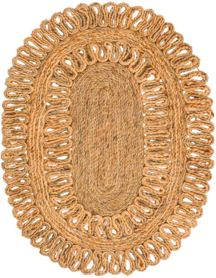 Detail image of 2' x 3' 1  Hand Braided Jute Oval Rug