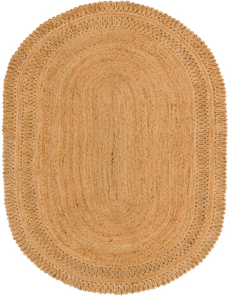 Detail image of 5' 1 x 8'  Hand Braided Jute Oval Rug