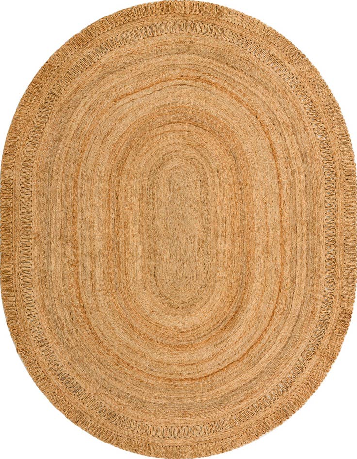 Detail image of 7' 10 x 10'  Hand Braided Jute Oval Rug